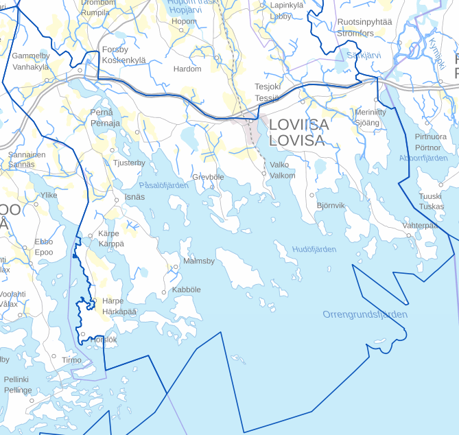 Map of Loviisa saaristo fisheries region
